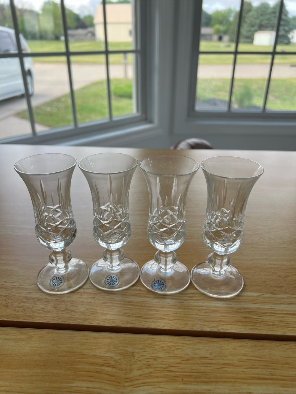 Crystal Cordial Glasses – Clear Cut Glass Set of 4